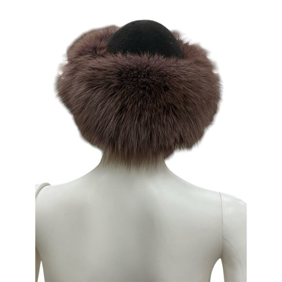Vintage Felt Top Trapper Hat with Fox Fur and Gem Embellishment - Picture 4 of 6